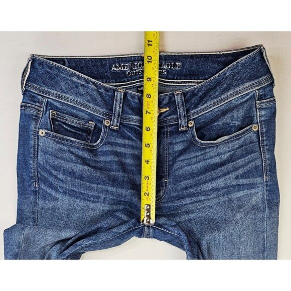 American Eagle Outfitters Size 6 X-Long Women Kick Boot Super Stretch Blue Jeans - Picture 2 of 13
